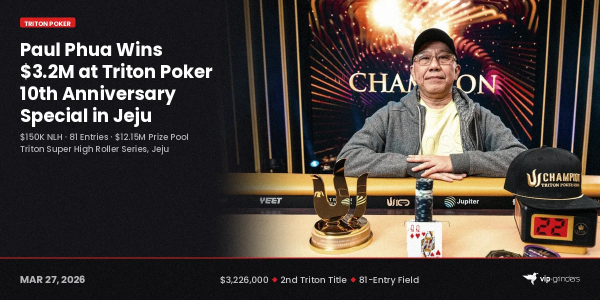 Paul Phua celebrates winning the $150,000 NLH 10th Anniversary Special at Triton Poker Jeju for $3,226,000