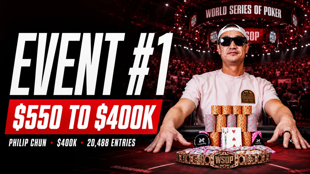 Philip Chun celebrates winning the 2026 WSOP $550 Mini Mystery Millions