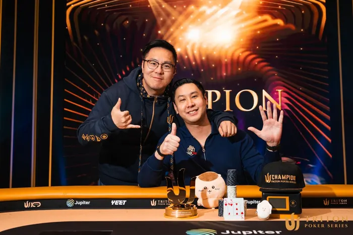 Punnat Punsri and Danny Tang celebrate sixth Triton title in Jeju Punnat Punsri celebrates with Danny Tang after winning the $30,000 PLO/NLH Mixed event at Triton SHRS Jeju 2026