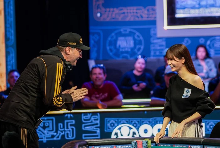 Shiina Okamoto with Phil Hellmuth at the WSOP Ladies Championship final table