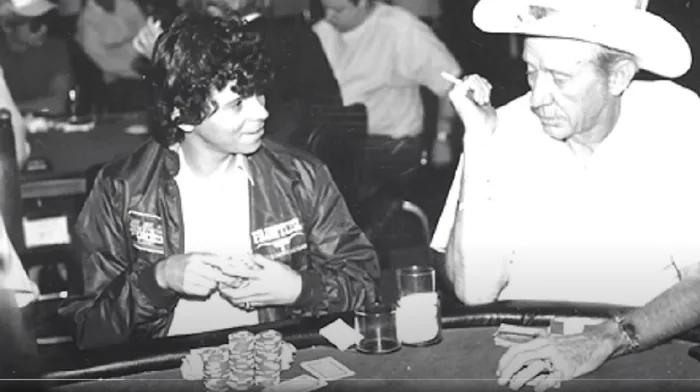 Stu Ungar at a 1980s WSOP table Stu Ungar in play against an older opponent at a WSOP table in the 1980s