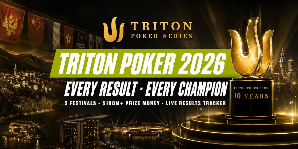 Triton Poker 2026 results tracker showing every festival winner, prize pool and payout of the season