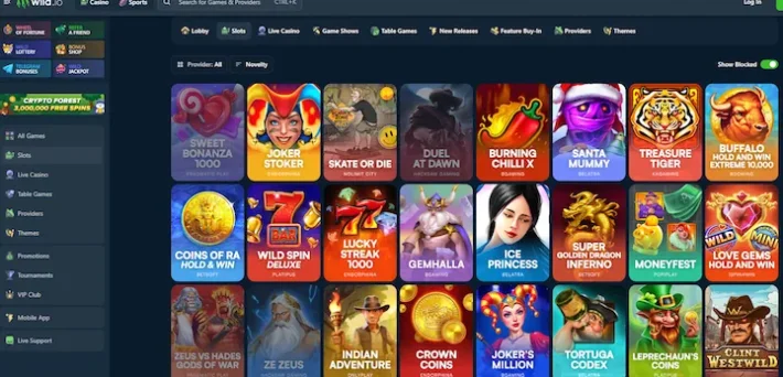 wild.io casino lobby