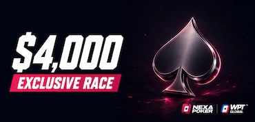 $4,000 WPT Global and Nexa Poker Exclusive Race promotional banner with metallic spade