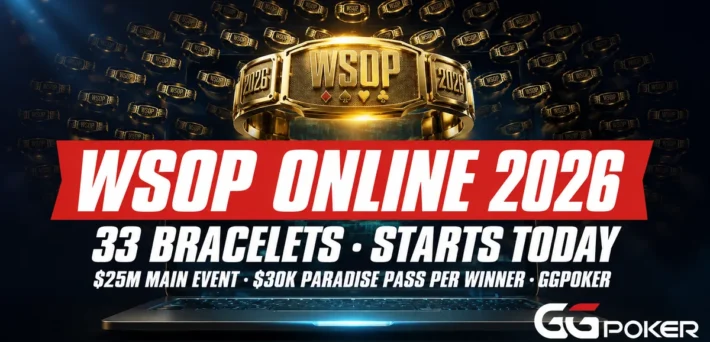 WSOP Online 2026 opens on GGPoker with 33 gold bracelets from 16 August