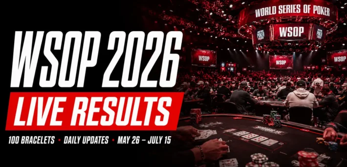 WSOP 2026 live results tracker showing 100 bracelet events at the Horseshoe Las Vegas