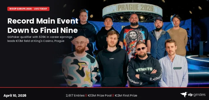 2026 WSOP Europe Main Event final table nine players pose at King