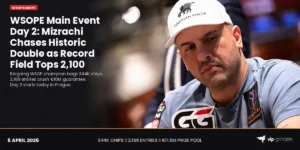 WSOPE Main Event Day 2: Mizrachi Chases Historic Double as Record Field Tops 2,100