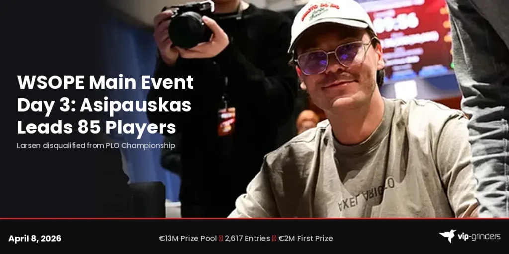 WSOPE Main Event Day 3 recap: Rokas Asipauskas leads with 6 million chips at King's Casino Prague