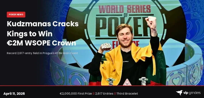 Marius Kudzmanas wins the 2026 WSOP Europe Main Event for two million euros at King