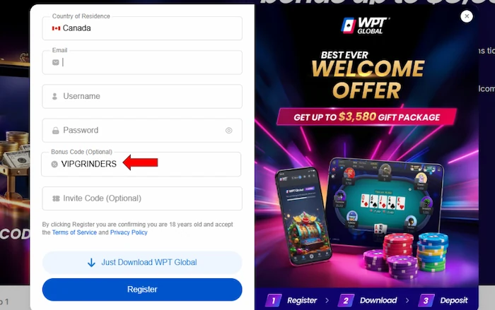 wpt global bonus code sign up