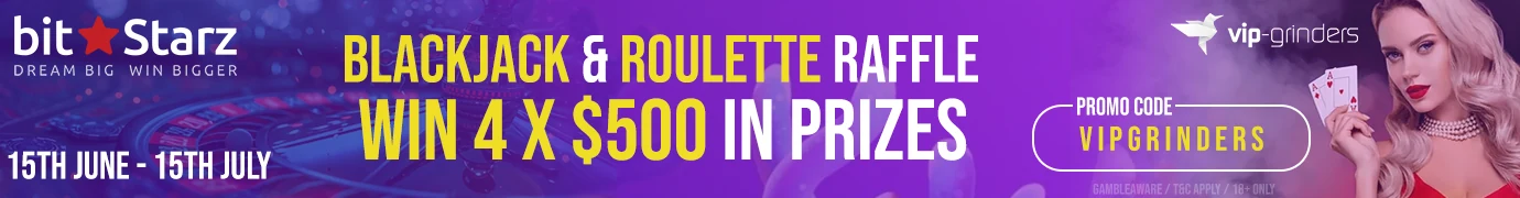 BitStarz Blackjack & Roulette Raffle 1380x180