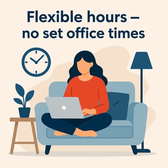 Woman sitting on a couch working on her laptop Woman sitting on a couch working on her laptop