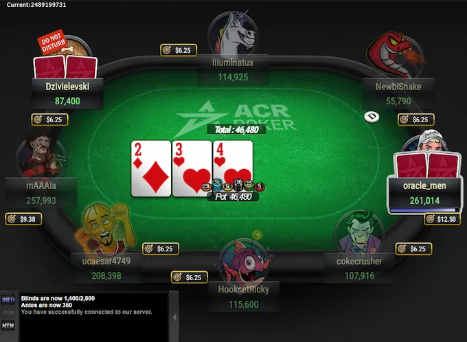 acr poker table view