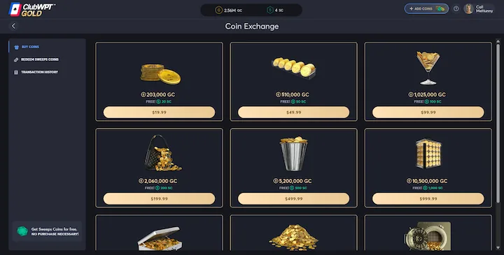 ClubWPT Gold how to purchace Gold Coins (GC)