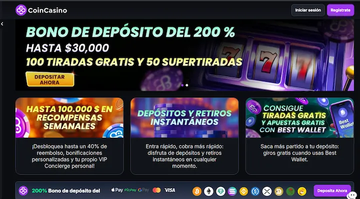 CoinCasino casino sin DNI y sin verificación
