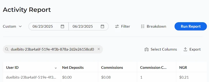 duelbits affiliate backend 23-06