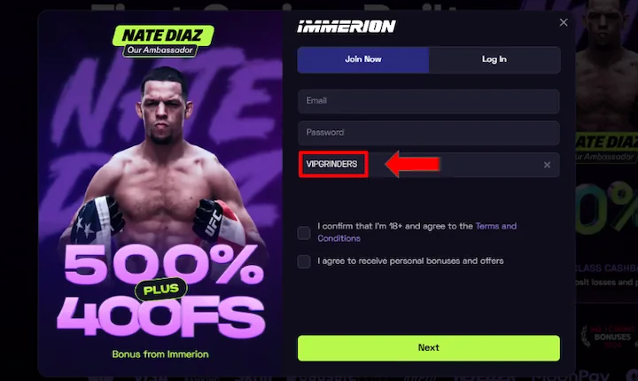 immerion casino promo code VIPGRINDERS