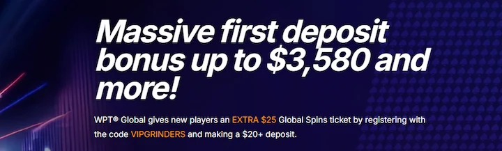 wpt global exclusive $25 Global Spins ticket with code VIPGRINDERS