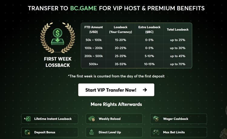 VIP Benefits for BC.Game Players