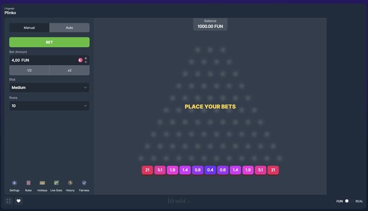 Wild.io Plinko Game