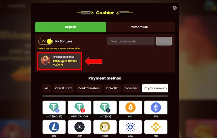 dragonslots casino how to activate welcome bonus