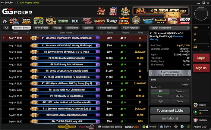 GGPoker Unveils Schedule for WSOP Online 2025
