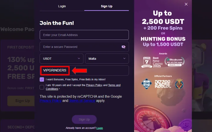 playbet.io bonus code VIPGRINDERS