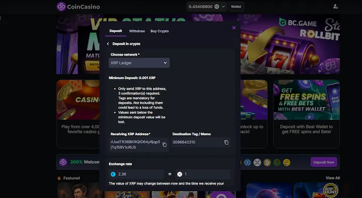 coincasino deposit ripple