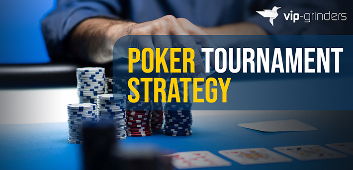 Poker Tournament Strategy2 Poker Tournament Strategy title with poker chips and cards