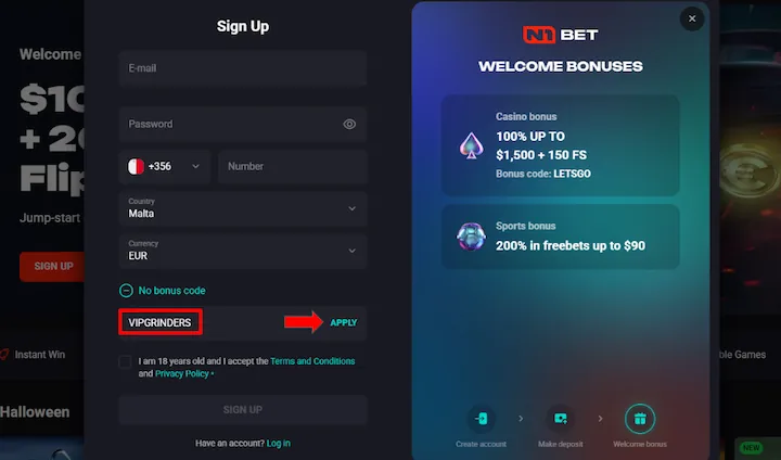 n1bet casino bonus code VIPGRINDERS