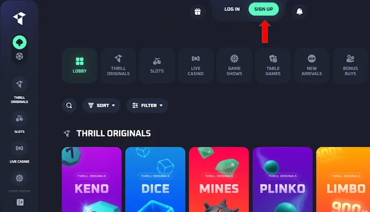 thrill casino sign up button thrill casino sign up button
