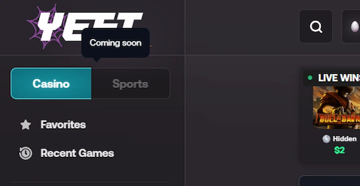 yeet crypto casino sportsbook coming soon