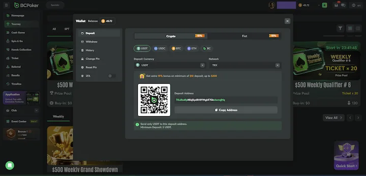 BCPoker Cashier Deposit & Withdrawal BCPoker Cashier Deposit & Withdrawal
