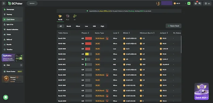 BCPoker lobby BCPoker lobby