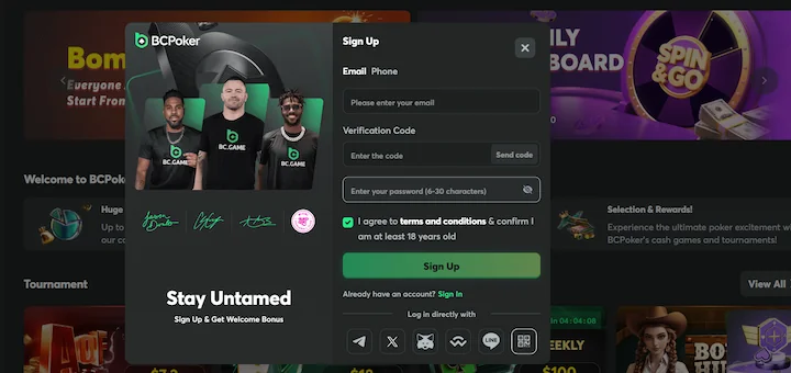 BCPoker registration form BCPoker registration form