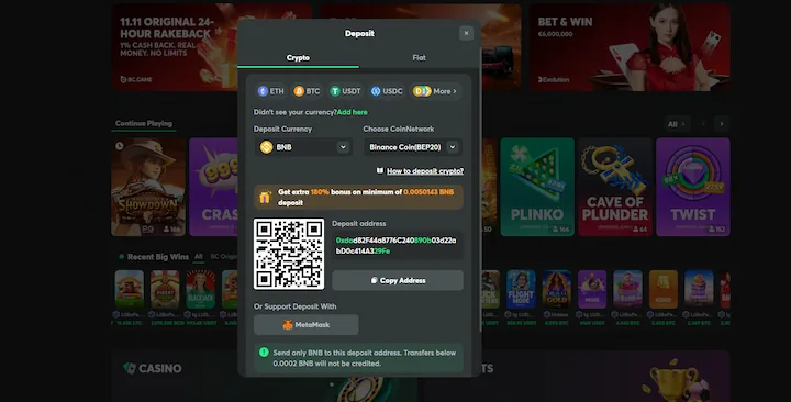 bc.game deposit with binance coin (BNB) bc.game deposit with binance coin (BNB)
