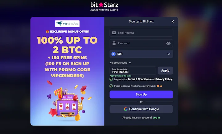 bitstarz bonus code VIPGRINDERS registration
