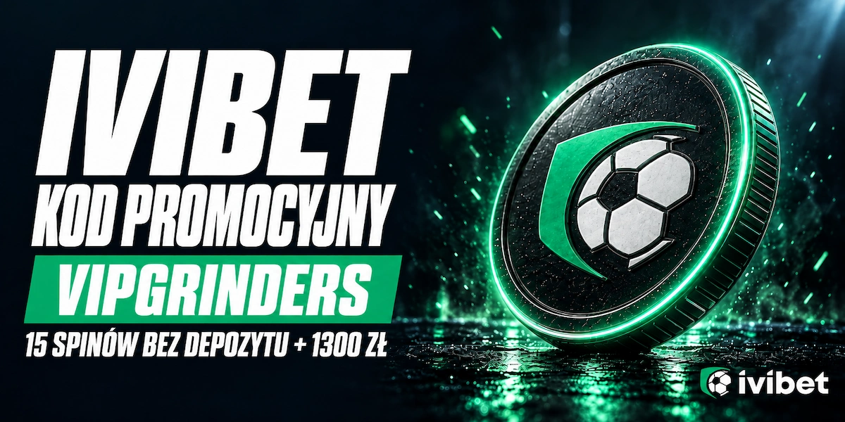 Ivibet kod promocyjny VIPGRINDERS Baner kodu promocyjnego Ivibet VIPGRINDERS z 15 darmowymi spinami bez depozytu i pakietem do 1300 zł