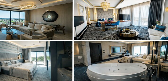 Chamada Prestige Hotel room types from Deluxe Suite to Presidential Suite in North Cyprus