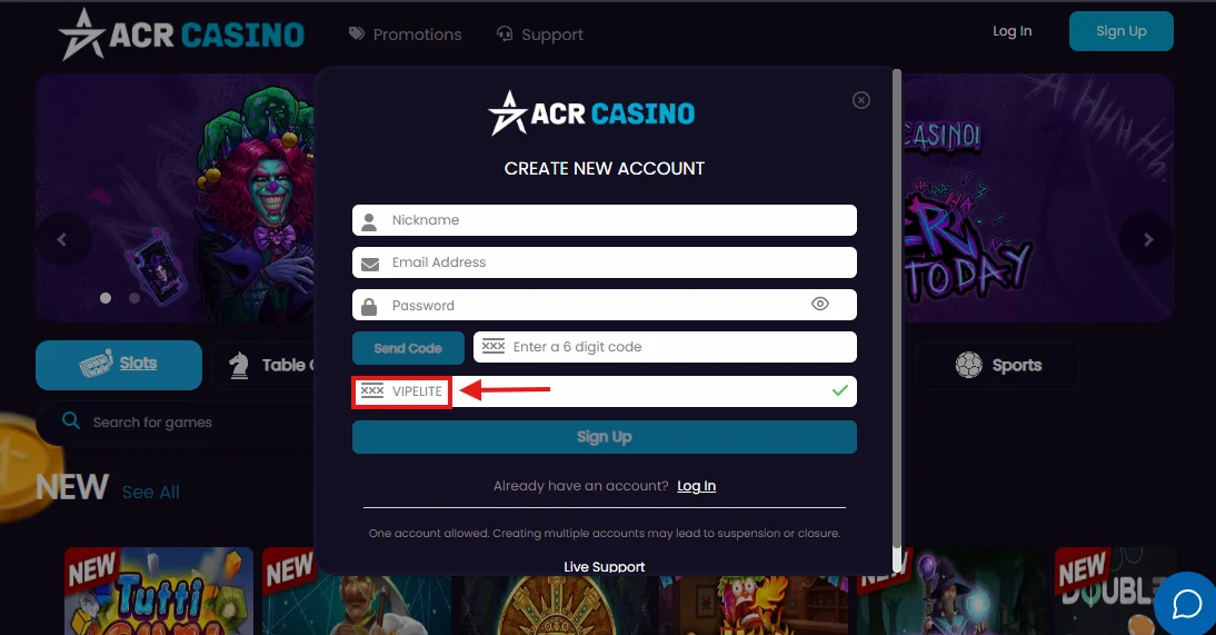 ACR Casino referral code VIPELITE ACR Casino referral code VIPELITE