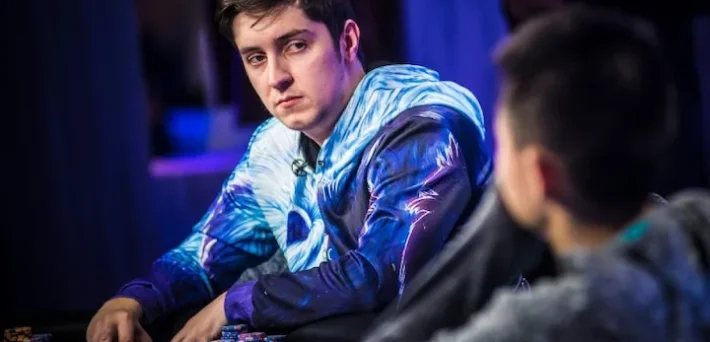 Ali Imsirovic at the poker table before being ejected from the RGPS Main Event