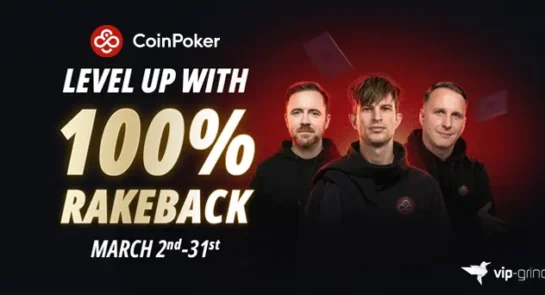 CoinPoker 100% rakeback promotion March 2026 with new Level Up app launch