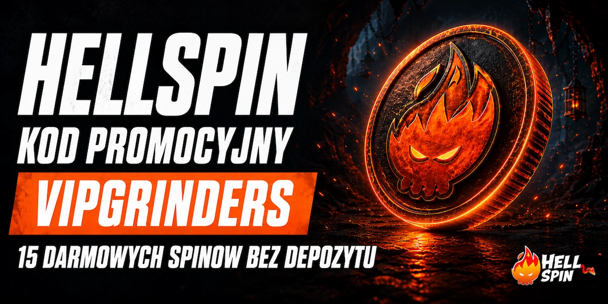HellSpin Kod Promocyjny VIPGRINDERS Baner kodu promocyjnego HellSpin VIPGRINDERS z 15 darmowymi spinami bez depozytu