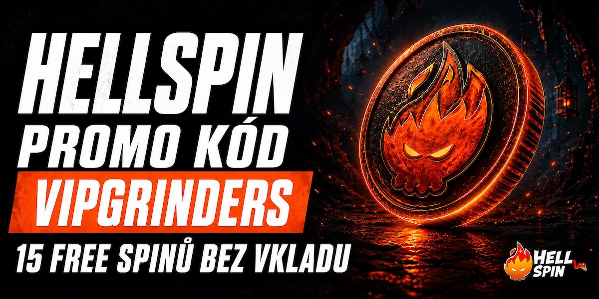 Banner promo kódu HellSpin VIPGRINDERS s 15 free spiny bez vkladu