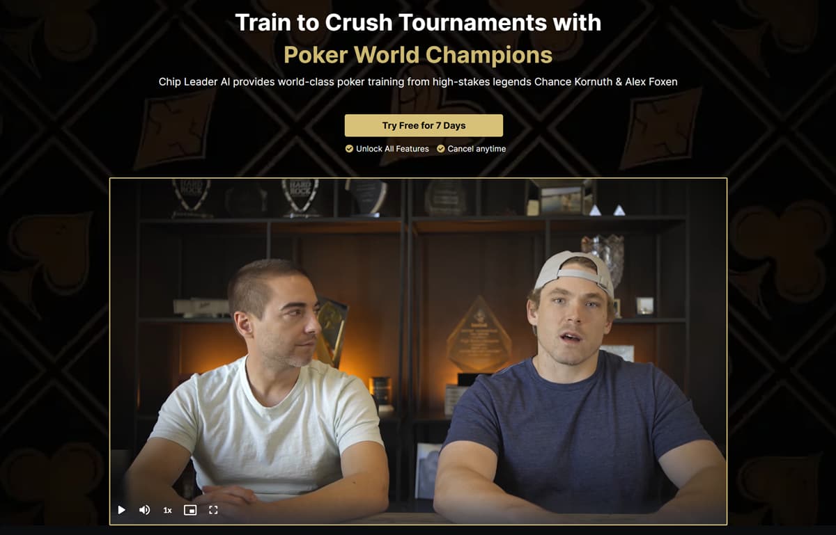 Chip Leader Coaching website featuring poker training from world champions Chance Kornuth and Alex Foxen