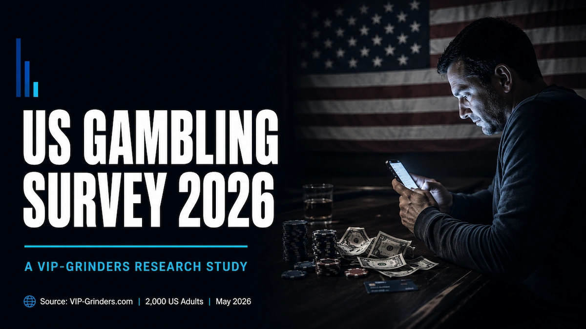 US Gambling Survey 2026 US Gambling Survey 2026 by VIP-Grinders: original research on how 2,000 Americans gamble, covering wins, losses, hidden gambling, frequency, funding sources, and debt.