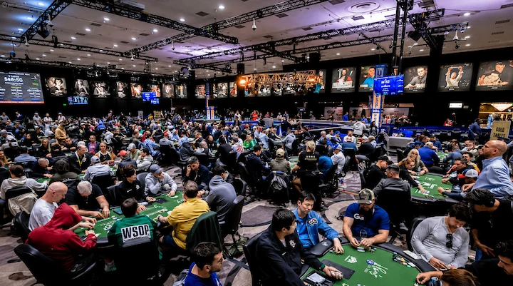 WSOP tournament floor at the Horseshoe Event Center WSOP tournament floor packed with players at the Horseshoe Event Center in Las Vegas