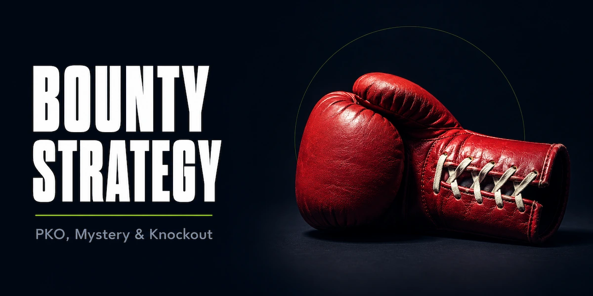 Bounty Tournament Strategy Bounty tournament strategy featured image showing a single red boxing glove on a dark surface, representing the knockout mechanic that defines bounty poker tournaments including PKO, Mystery Bounty, and Standard KO formats