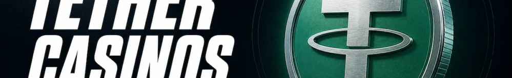 Tether Casinos featured image with metallic USDT coin in Tether brand green